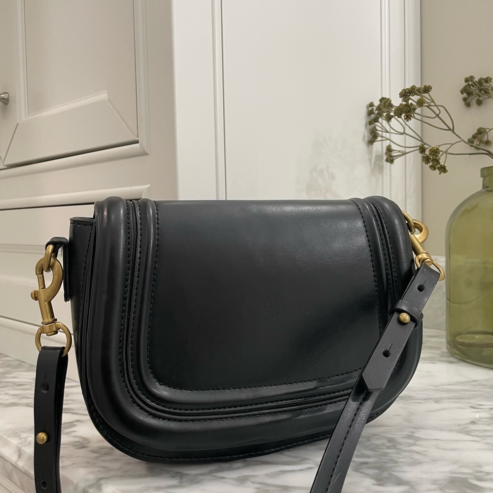 Zara Black Crossbody Bag with Gold Accents